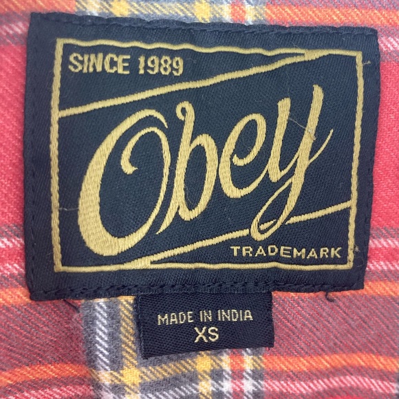 Obey flannel button up shirt XS - Picture 3 of 9